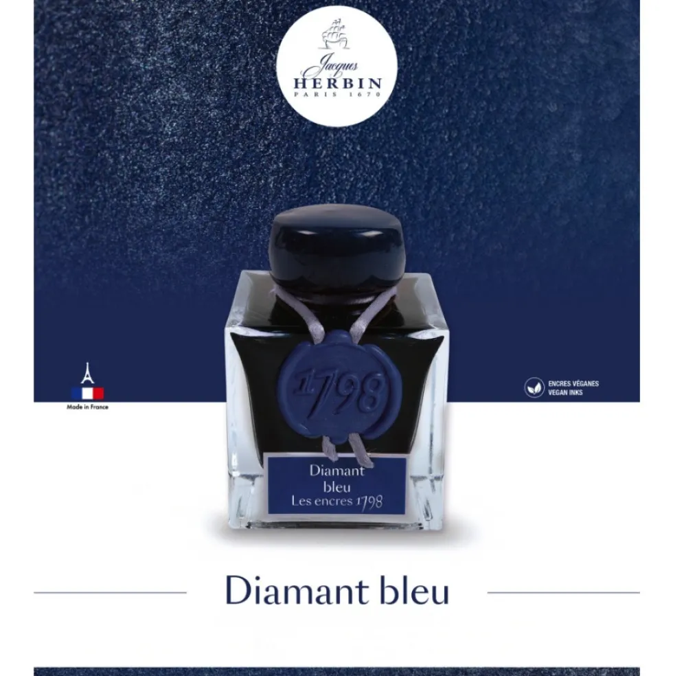 Atrament 1670 w butelce - J.Herbin - Diamant Bleu 50 ml