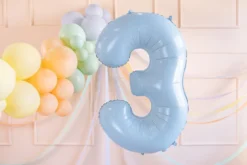 Balon foliowy Cyfra 3 - jasnoniebieski, 72 cm