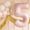 Balon foliowy Cyfra 5 - jasnoróżowy, 72 cm