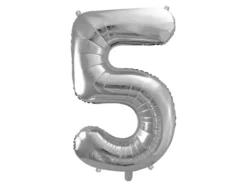 Balon foliowy cyfra 5 - srebrny, 86 cm