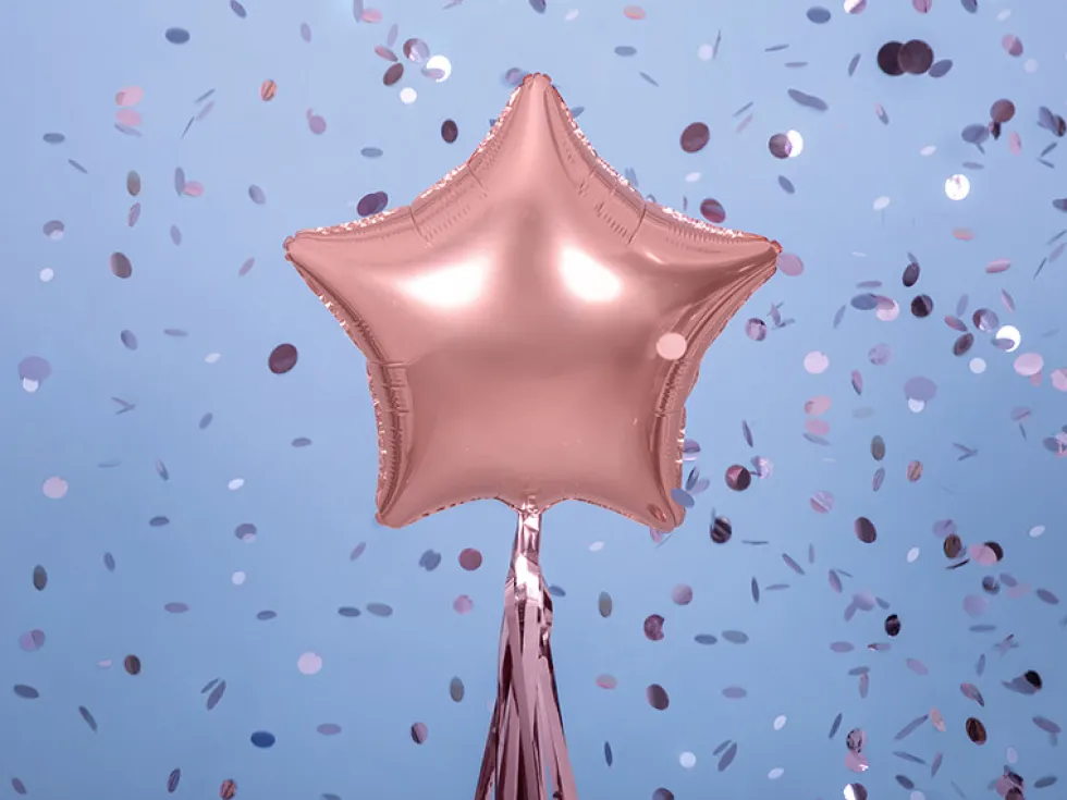 Balon foliowy Gwiazdka - różowe złoto, 42 cm