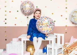 Balon foliowy Happy Birthday - jasnoróżowy, 35 cm