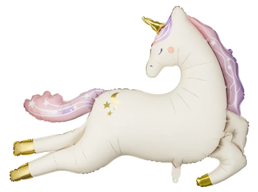 Balon foliowy Jednorożec - beżowy, 113 x 83 cm