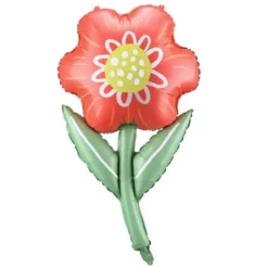Balon foliowy, Kwiatek - czerwony, 53 x 96 cm