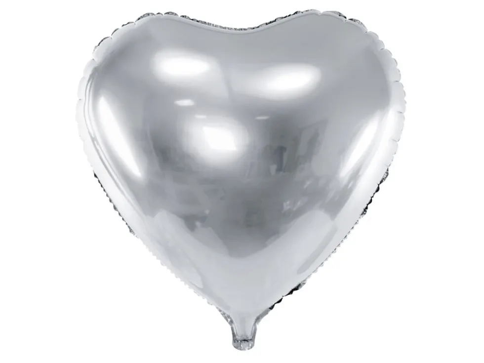 Balon foliowy Serce - srebrny, 35 cm