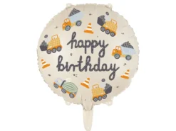 Balon foliowy urodzinowy, Pojazdy budowlane - 45 cm