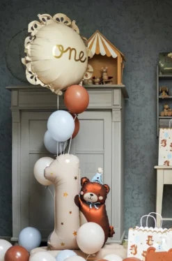 Balon foliowy z falbanką One - kremowy, 51,5 cm
