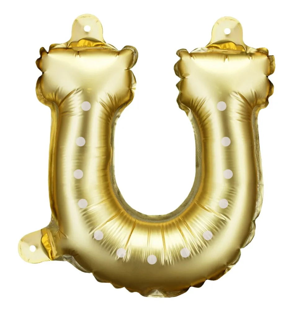 Balony foliowe Podkowy - złote 18 x 19 cm 3 szt.