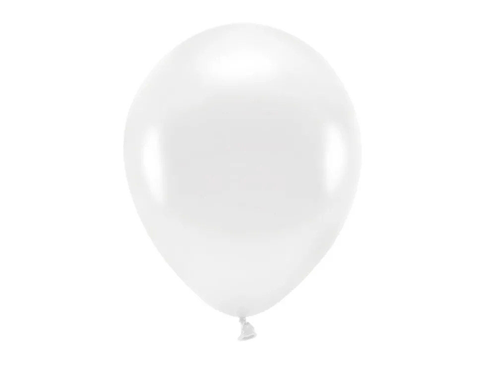 Balony lateksowe Eco, metalizowane - białe, 26 cm, 10 szt.