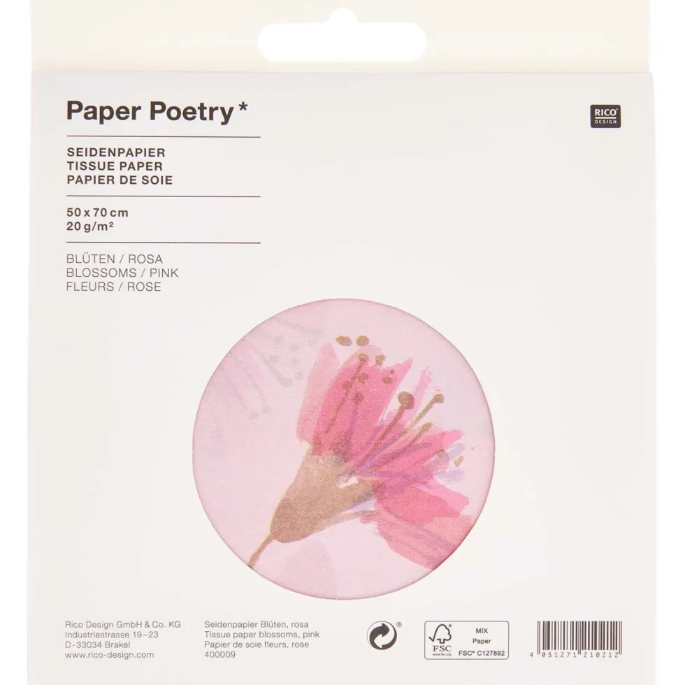 Bibuła do pakowania prezentów Blossoms - Paper Poetry - 5 szt.