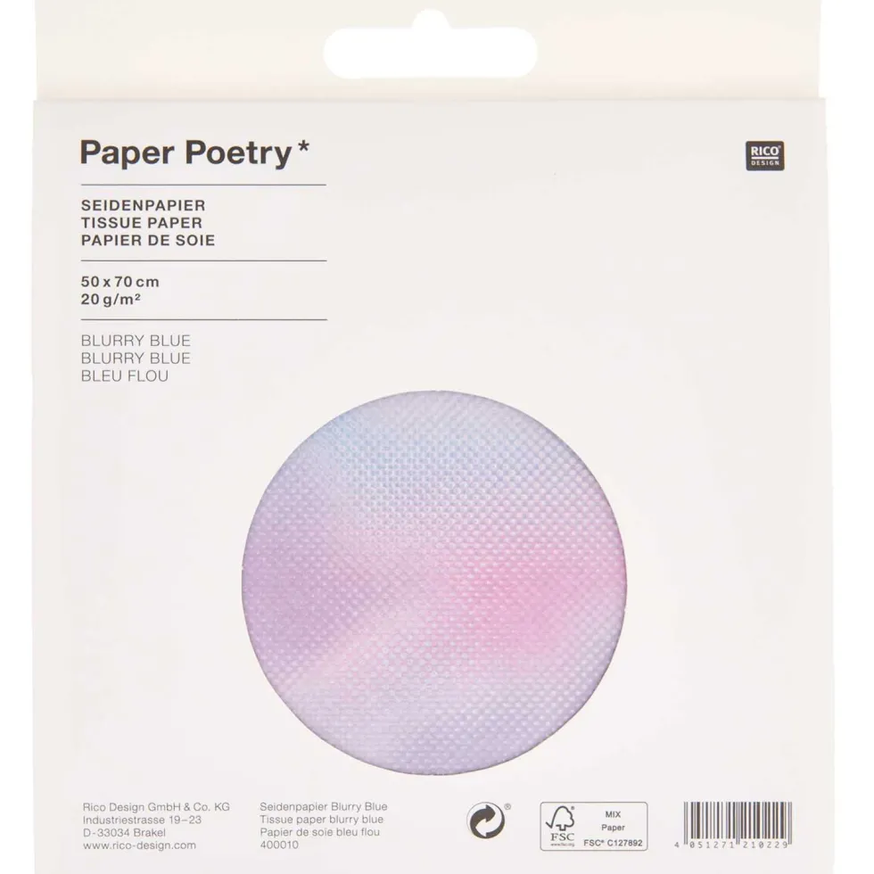 Bibuła do pakowania prezentów Blurry Blue - Paper Poetry - 5 szt.