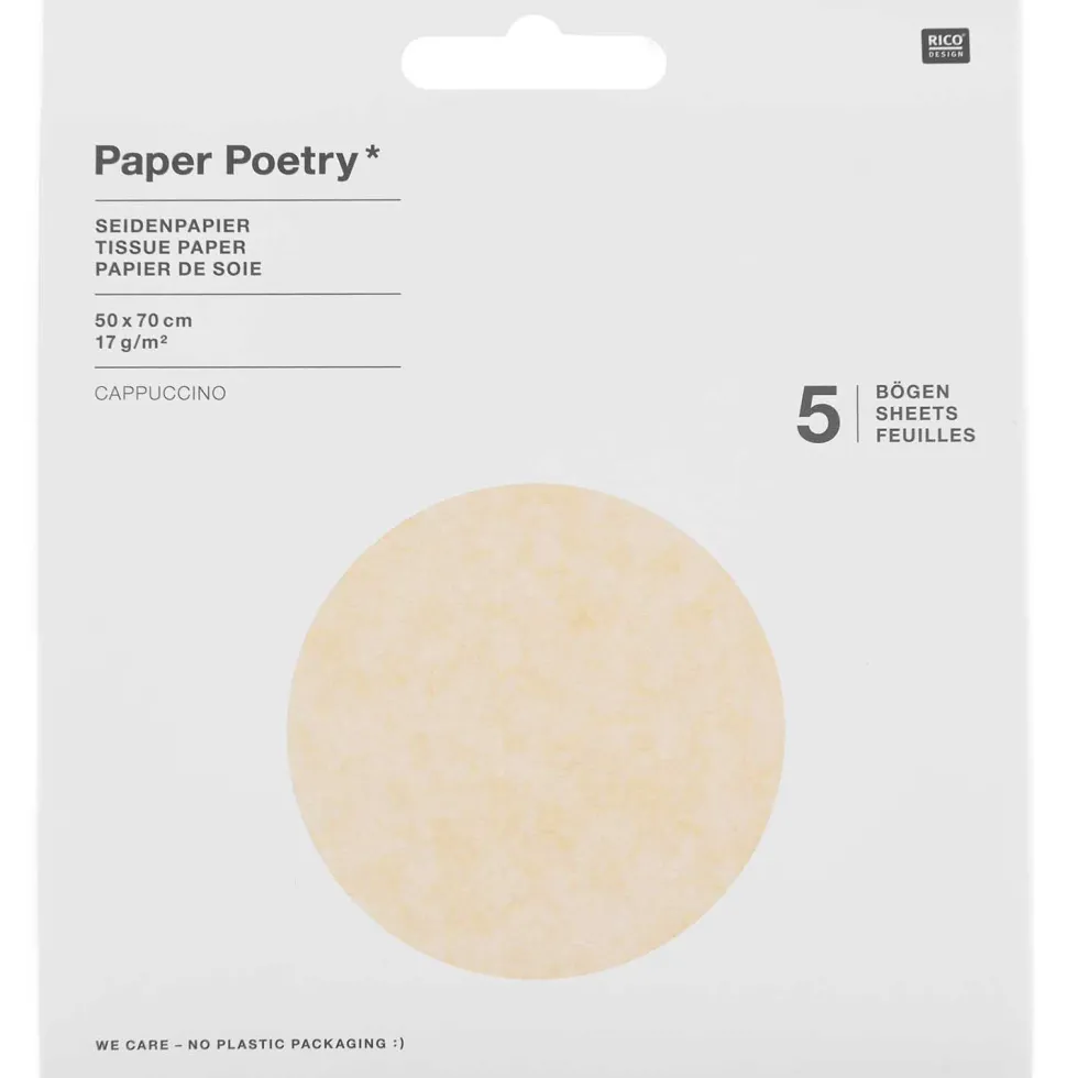 Bibuła gładka do pakowania prezentów - Paper Poetry - cappuccino, 5 szt.
