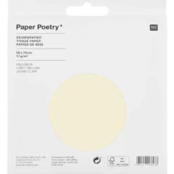 Bibuła gładka do pakowania prezentów - Paper Poetry - jasnożółta, 5 szt.