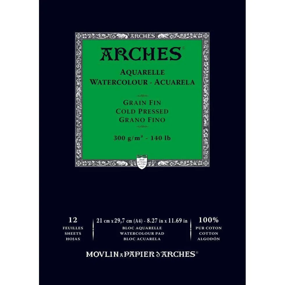 Blok do akwareli - Arches - cold pressed, A4, 300 g, 12 ark.