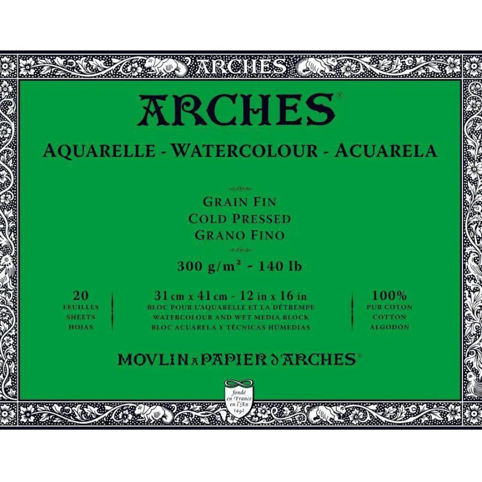 Blok do akwareli - Arches - cold pressed, 31 x 41 cm, 300 g, 20 ark.