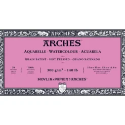 Blok do akwareli - Arches - hot pressed, 15 x 30 cm, 300 g, 20 ark.