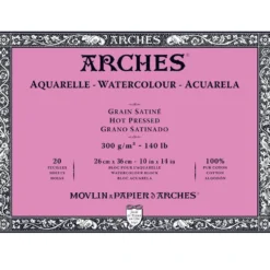 Blok do akwareli - Arches - hot pressed, 26 x 36 cm, 300 g, 20 ark.