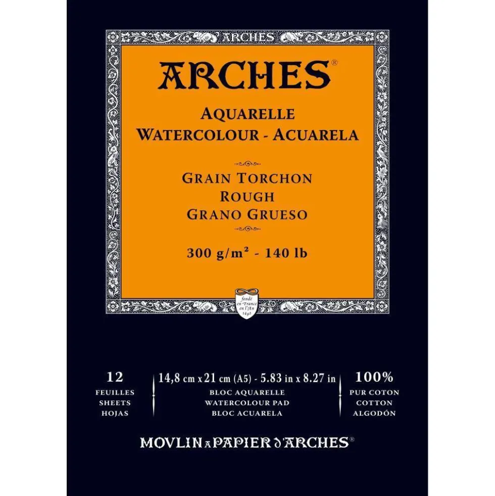 Blok do akwareli - Arches - rough, A5, 300 g, 12 ark.