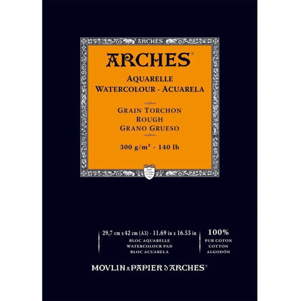 Blok do akwareli - Arches - rough, A3, 300 g, 12 ark.