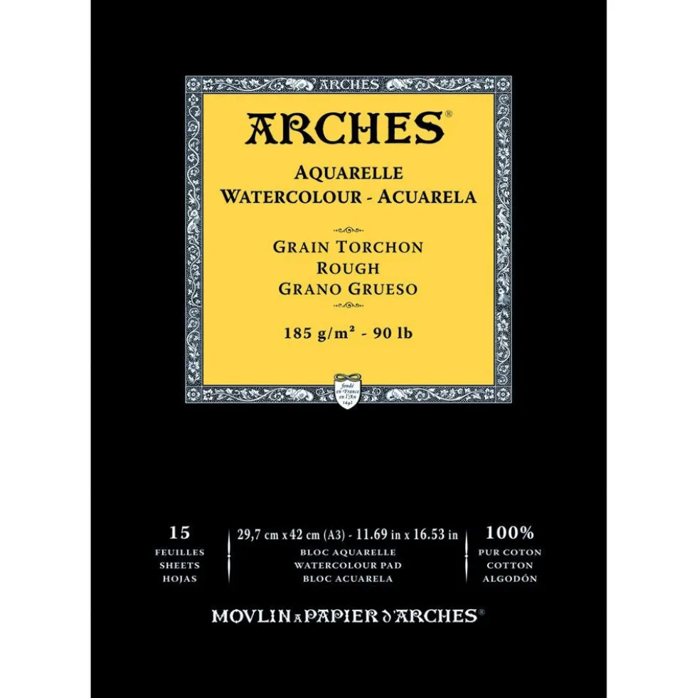 Blok do akwareli - Arches - rough, A3, 185 g, 15 ark.