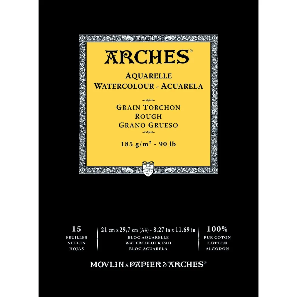Blok do akwareli - Arches - rough, A4, 185 g, 15 ark.