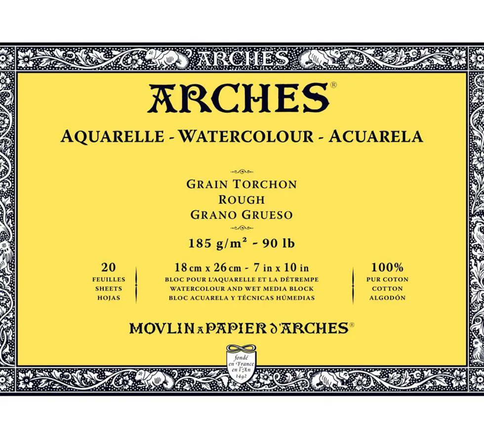 Blok do akwareli - Arches - rough, 18 x 26 cm, 185 g, 20 ark.