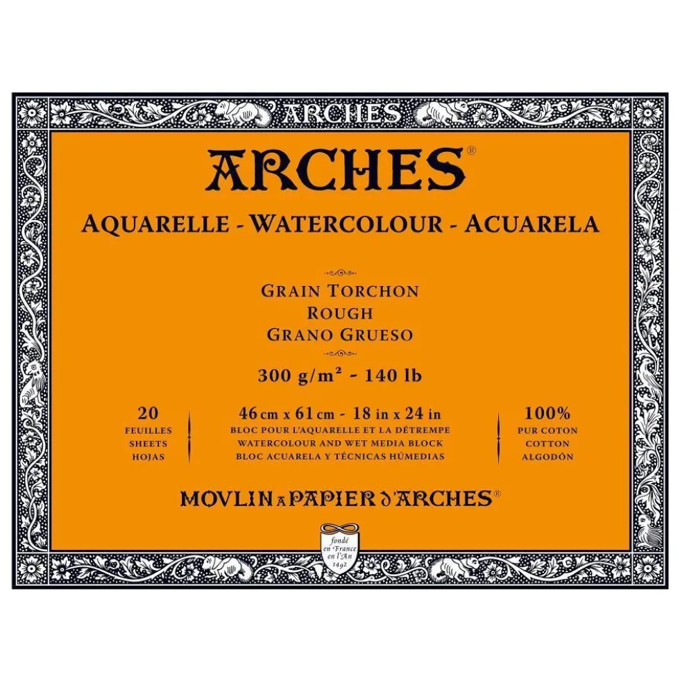 Blok do akwareli - Arches - rough, 46 x 61 cm, 300 g, 20 ark.