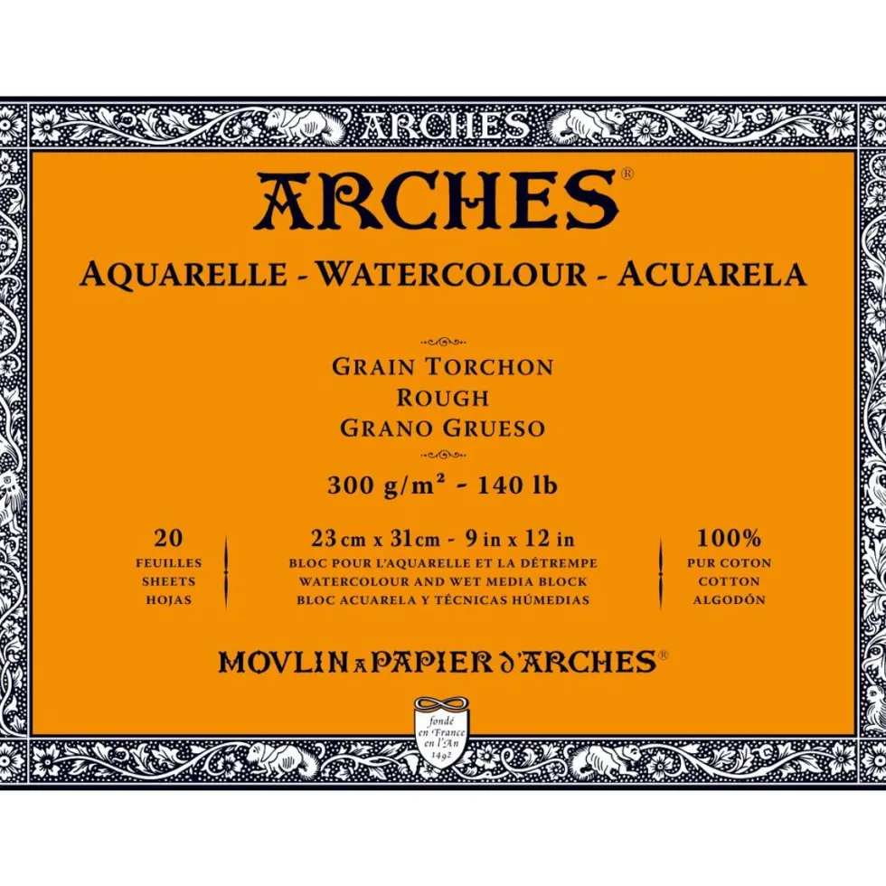 Blok do akwareli - Arches - rough, 23 x 31 cm, 185 g, 20 ark.