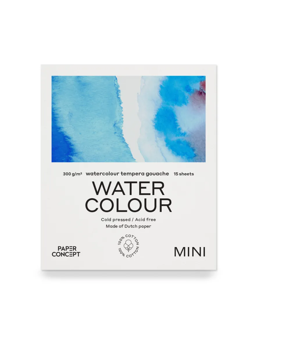 Blok do akwareli 100% Cotton - PaperConcept - 9 x 10,5 cm 300 g 15 ark.