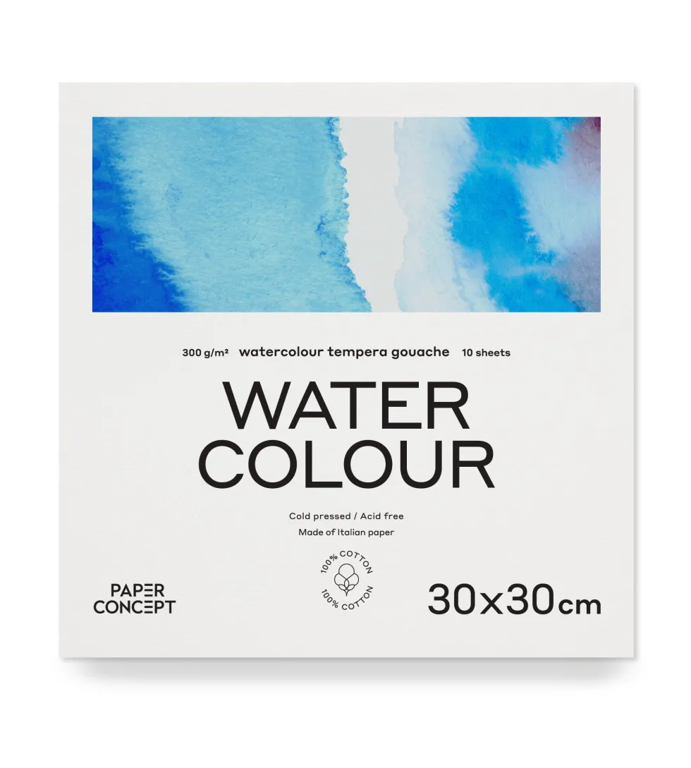 Blok do akwareli 100% Cotton - PaperConcept - 30 x 30 cm 300 g 10 ark.
