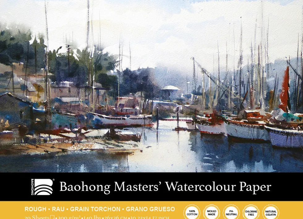 Blok do akwareli Master's 26 x 36 cm - Baohong - rough, 300 g, 20 ark.