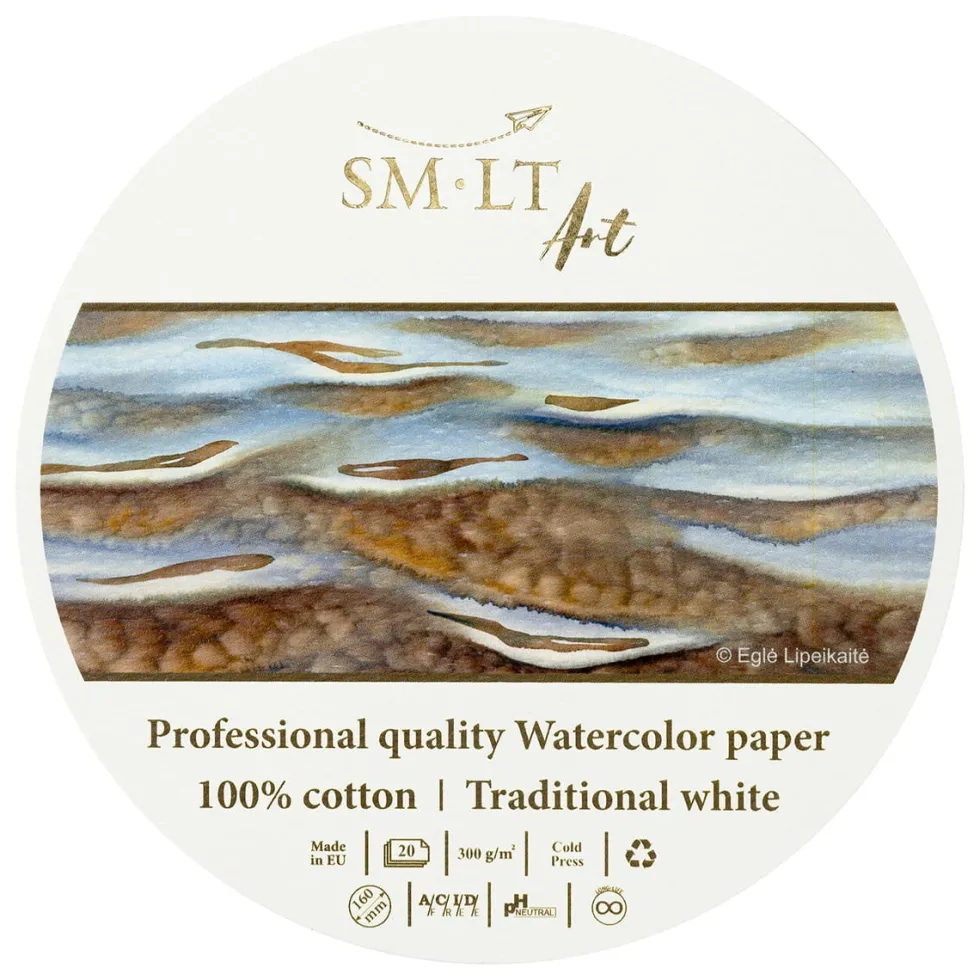 Blok do akwareli Professional Watercolor - SM-LT - biały, okrągły, 16 cm, 300 g, 20 ark.
