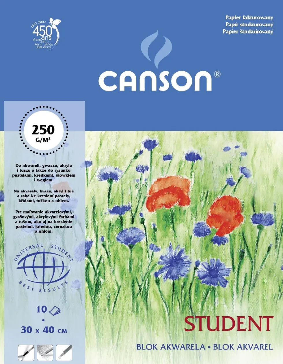 Blok do akwareli Student 30 x 40 cm - Canson - 250 g, 10 ark.