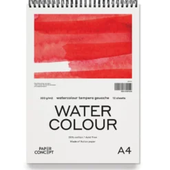 Blok do akwareli Watercolour na spirali - PaperConcept - cold press A4 300 g 10 ark.