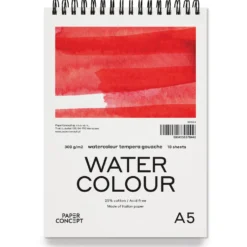 Blok do akwareli Watercolour na spirali - PaperConcept - cold press A5 300 g 10 ark.
