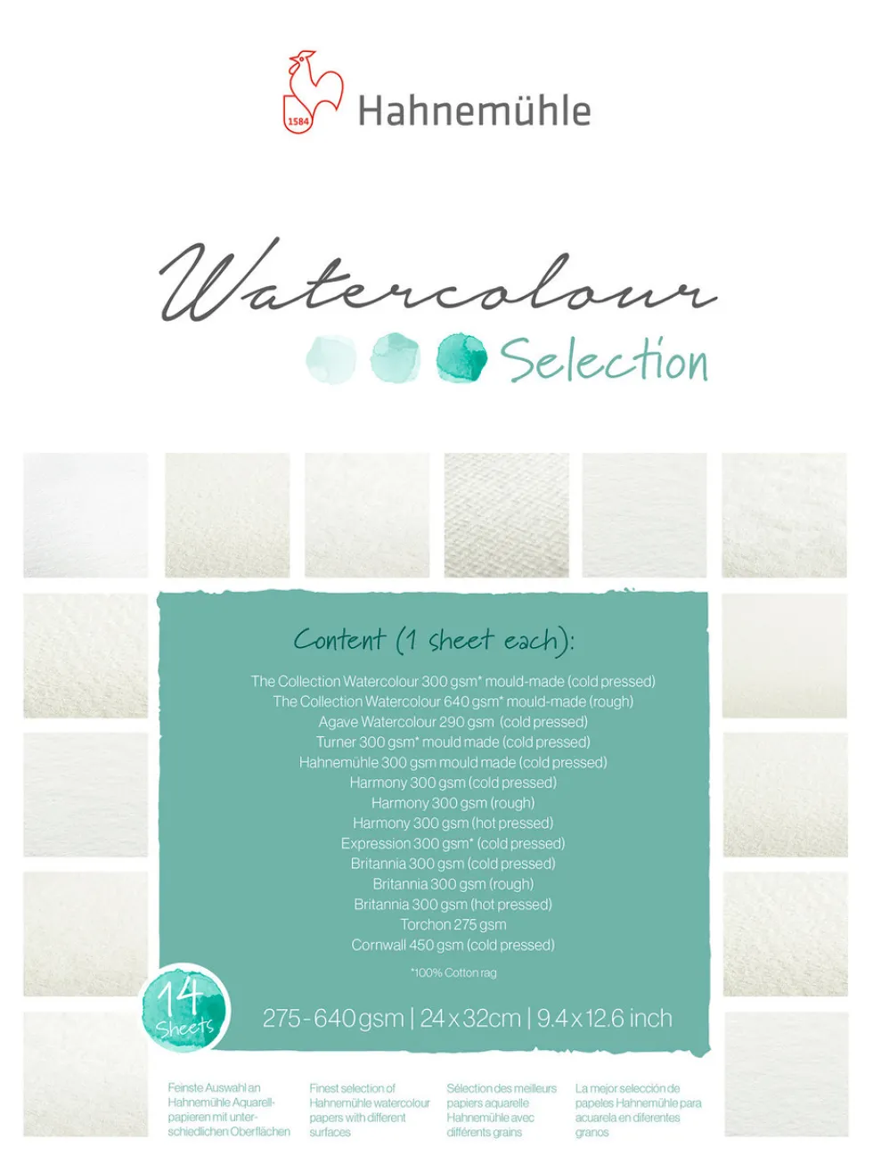 Blok do akwareli Watercolour Selection - Hahnemühle - 24 x 32 cm, 275-640 g, 14 ark.