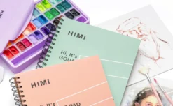 Blok do gwaszy na spirali 21,6 x 21,6 cm - HIMI - Pink 160 g 50 ark.