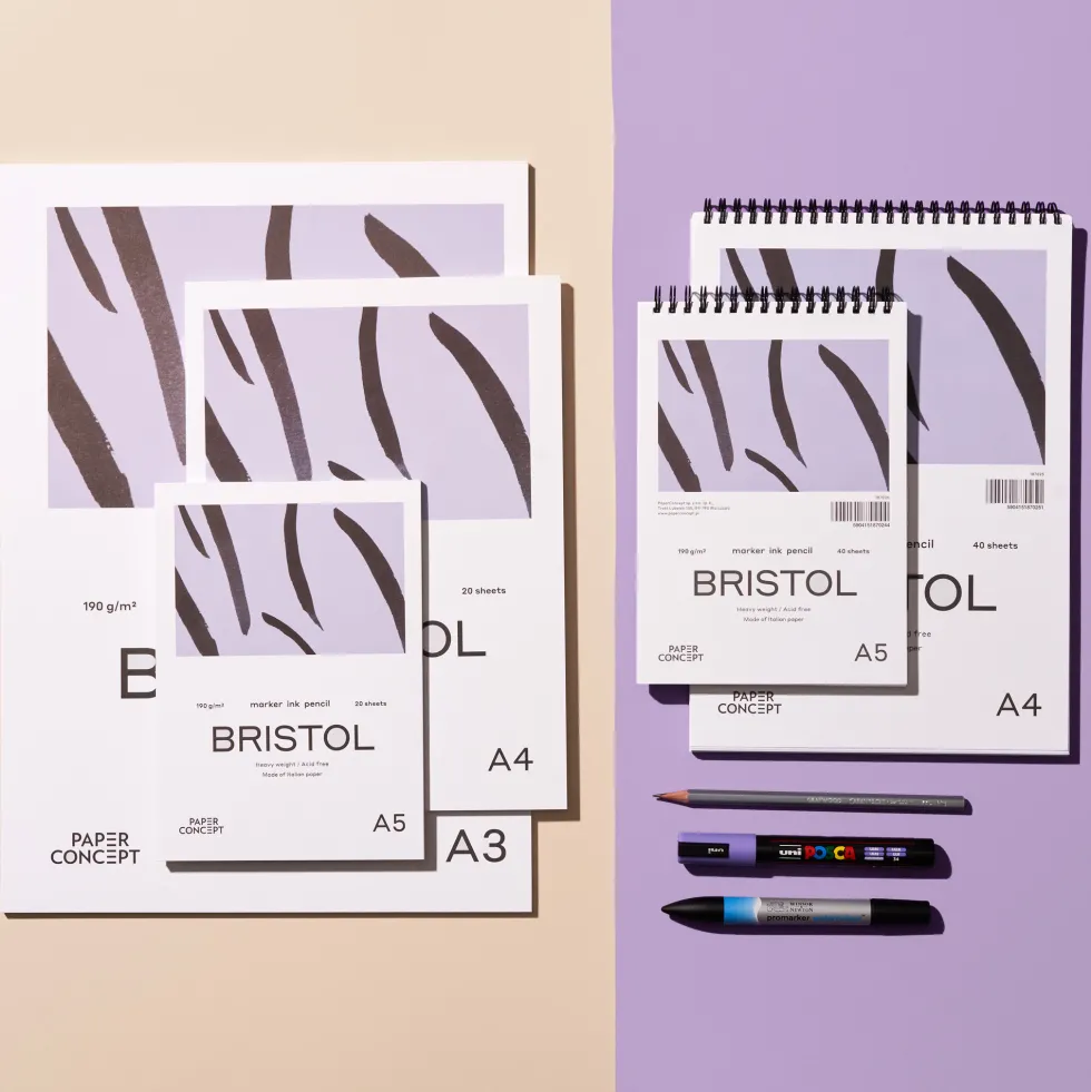 Blok do kredek i tuszu Bristol na spirali - PaperConcept - smooth A5 190 g 40 ark.