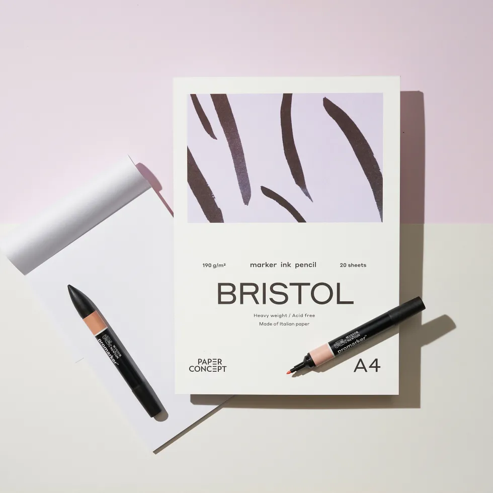 Blok do kredek i tuszu Bristol - PaperConcept - smooth A4 190 g 20 ark.