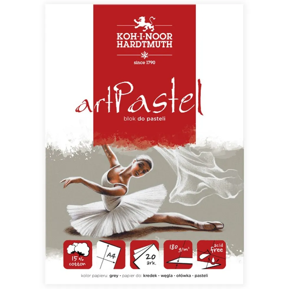 Blok do pasteli Art Pastel - Koh-I-Noor - Grey, A4, 180 g, 20 ark.
