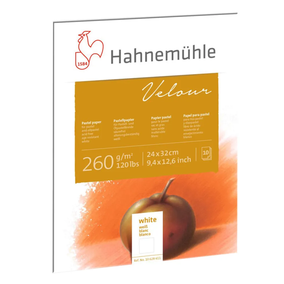 Blok do pasteli Velour Pad 24 x 32 cm - Hahnemühle - White 260 g/m2 10 ark.