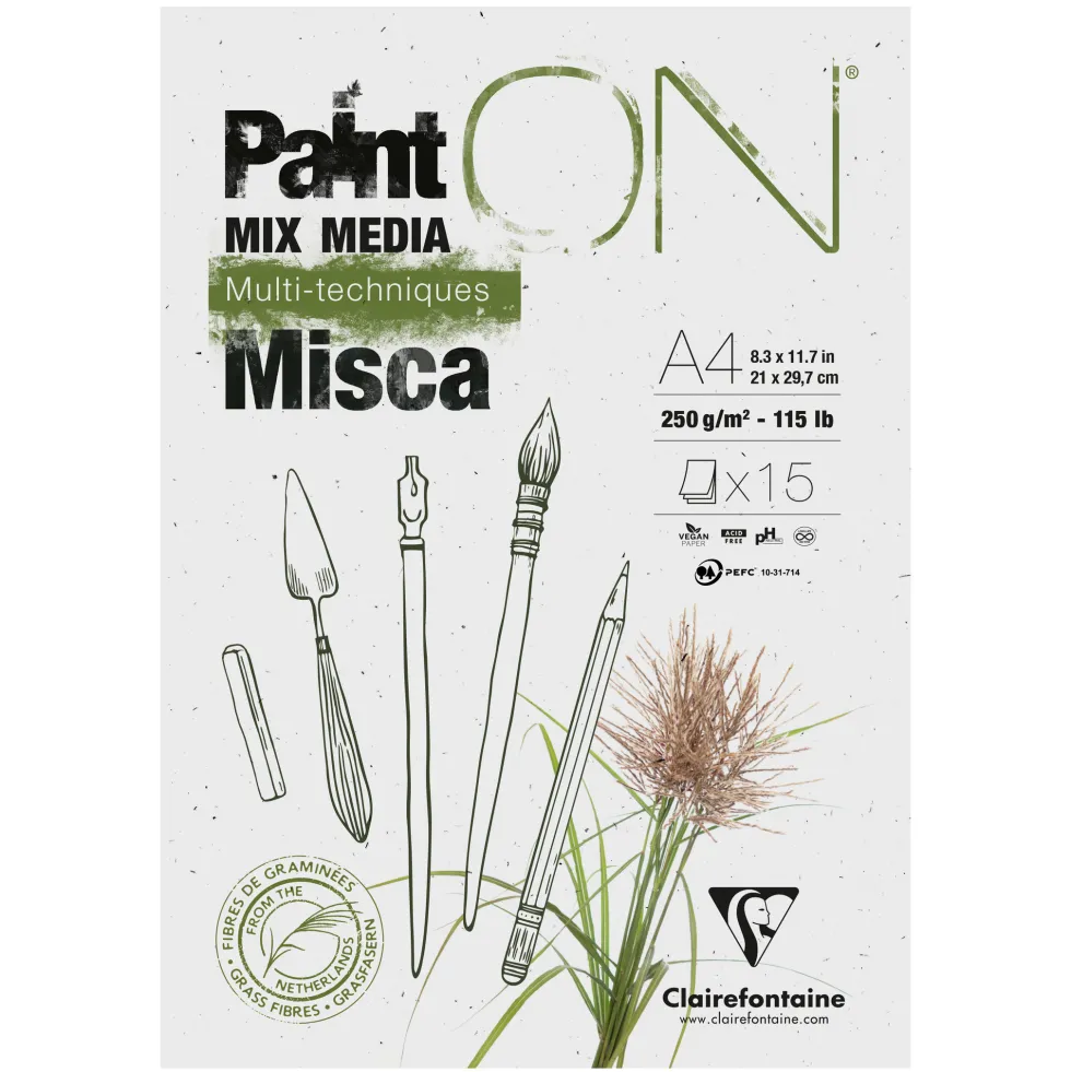 Blok Paint'ON Mix Media Misca - Clairefontaine - A4, 250g, 15 ark.
