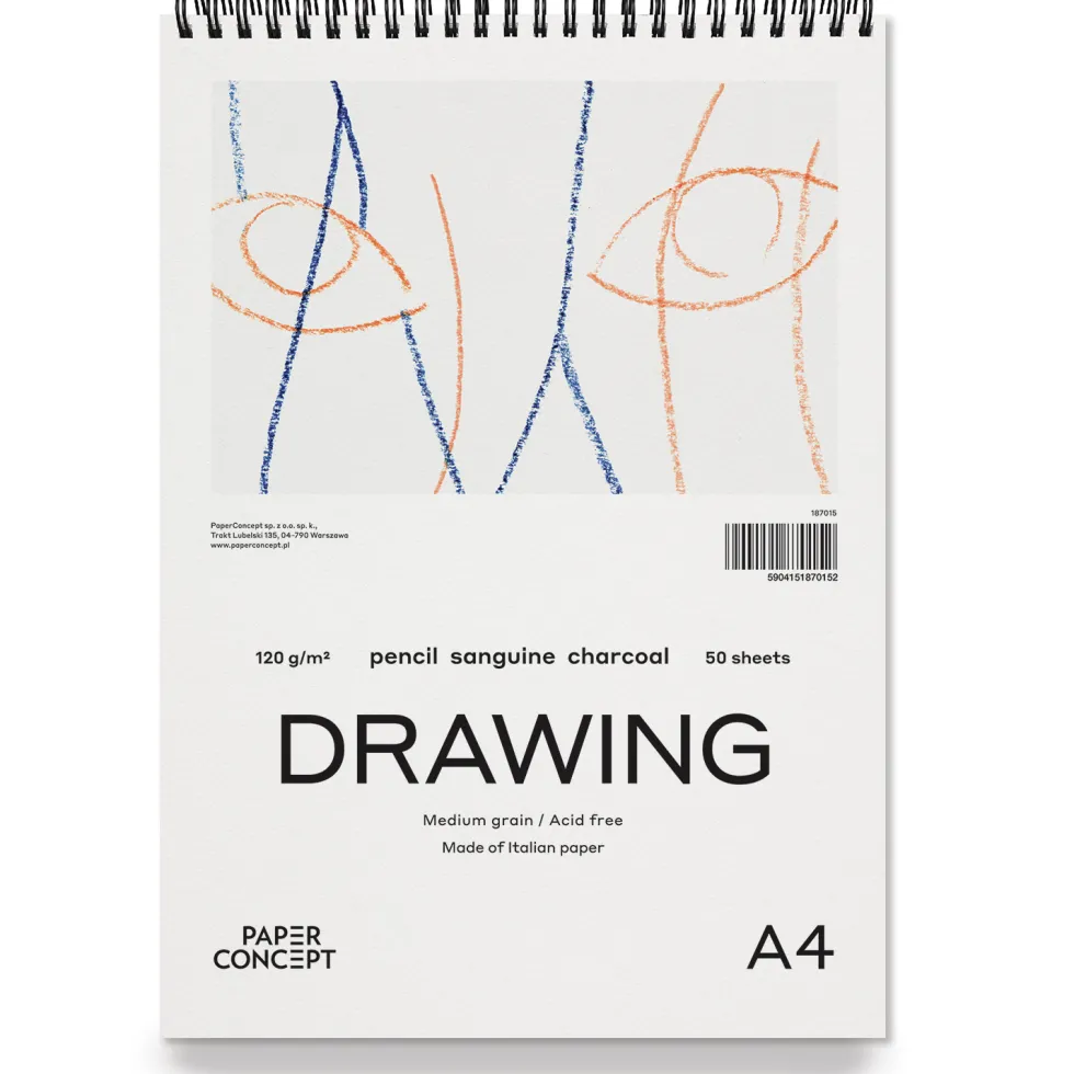 Blok rysunkowy Drawing na spirali - PaperConcept - medium grain A4 120 g 50 ark.