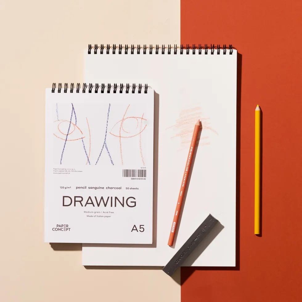 Blok rysunkowy Drawing na spirali - PaperConcept - medium grain A5 120 g 50 ark.