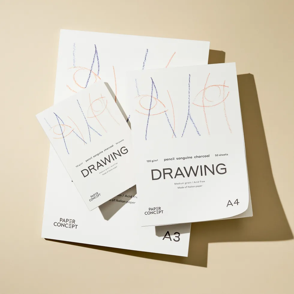 Blok rysunkowy Drawing - PaperConcept - medium grain A4 120 g 50 ark.