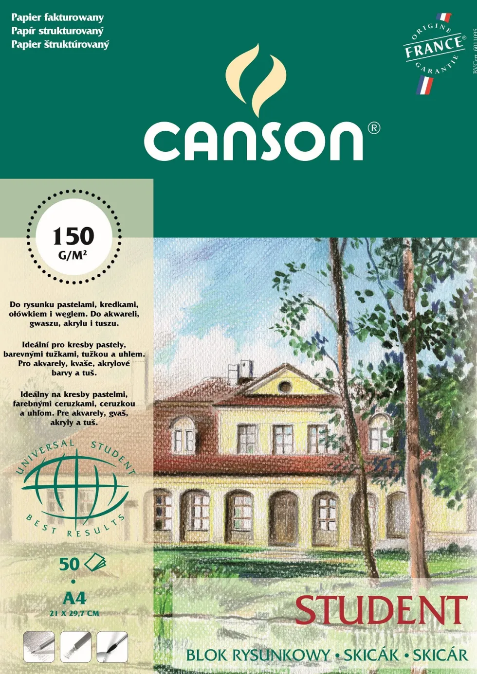 Blok rysunkowy Student A4 - Canson - 150 g, 50 ark.