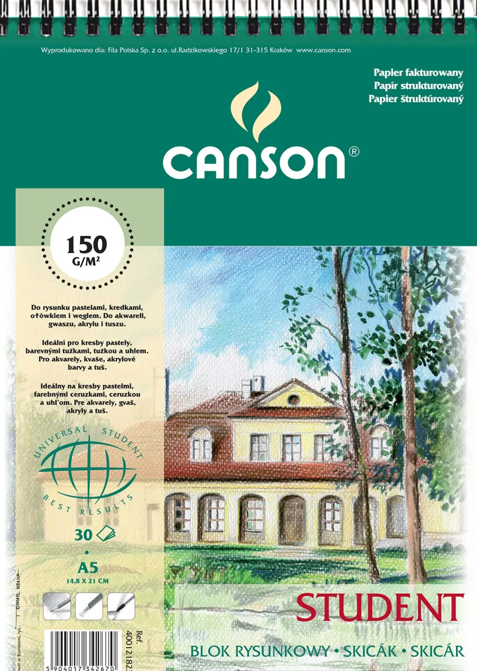Blok rysunkowy Student A5 - Canson - spirala, 150 g, 30 ark. spirala