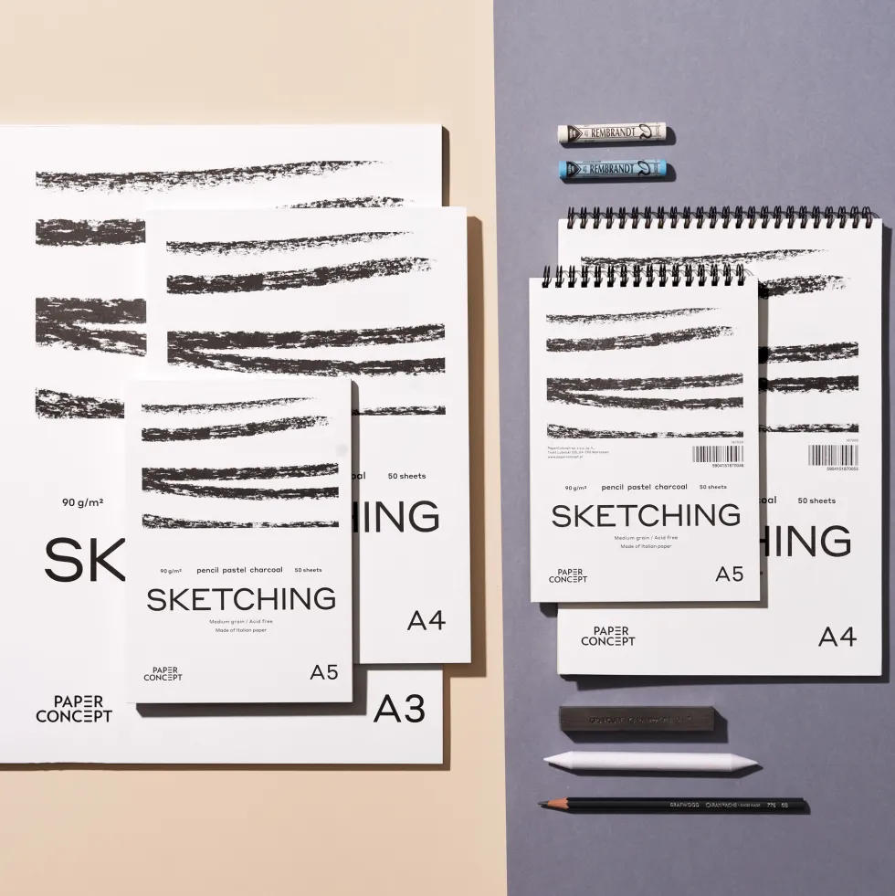 Blok szkicowy Sketching na spirali - PaperConcept - medium grain A5 90 g 50 ark.