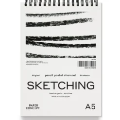 Blok szkicowy Sketching na spirali - PaperConcept - medium grain A5 90 g 50 ark.
