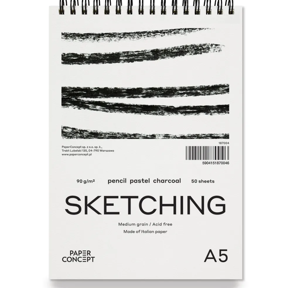 Blok szkicowy Sketching na spirali - PaperConcept - medium grain A5 90 g 50 ark.
